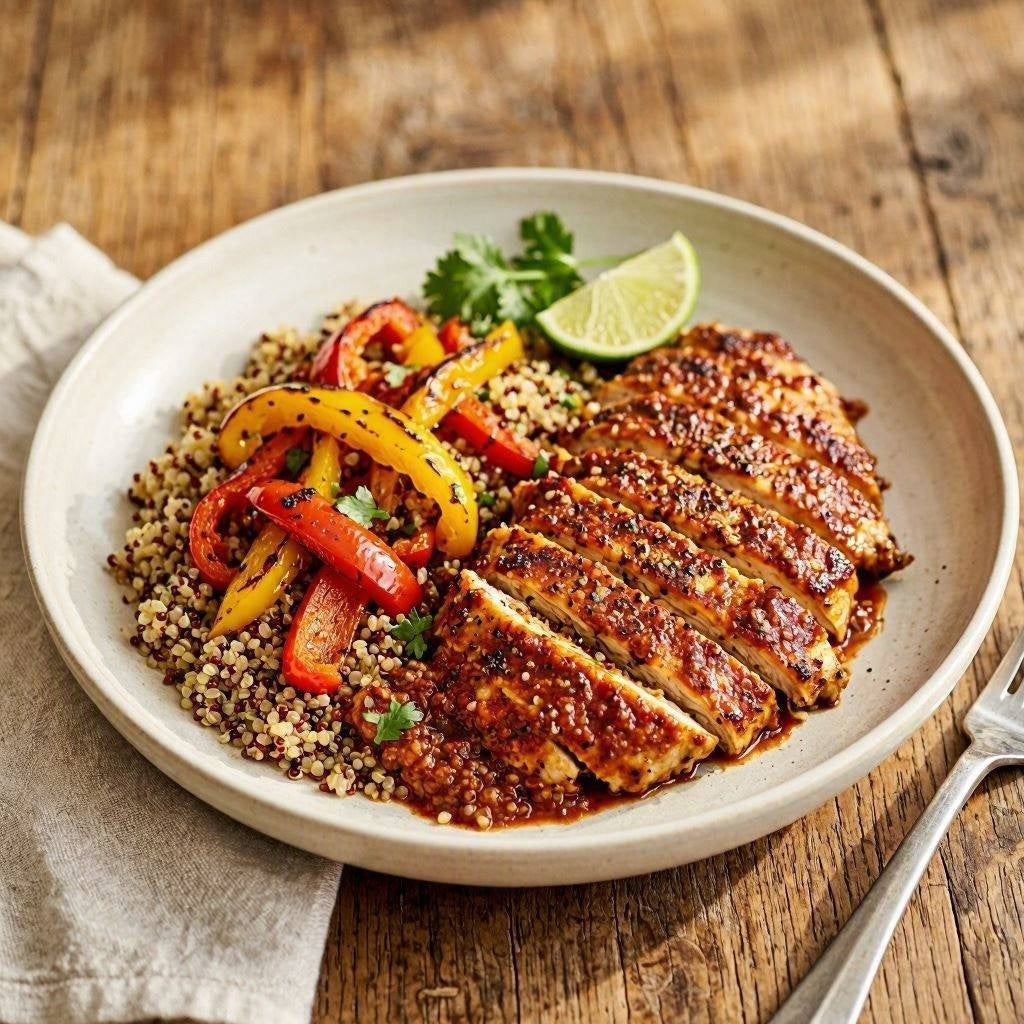 Chicken chipotle with quinoa and roasted peppers