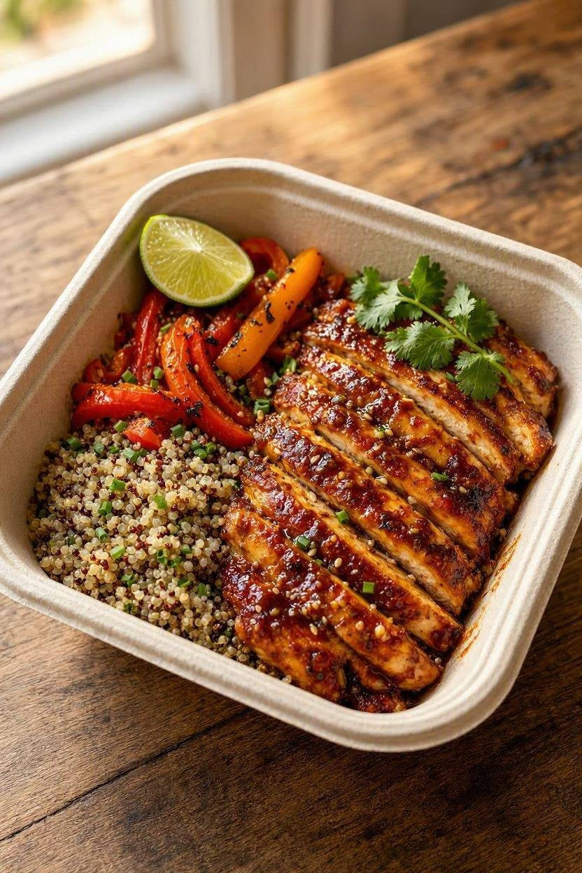 Chicken chipotle with quinoa and roasted peppers